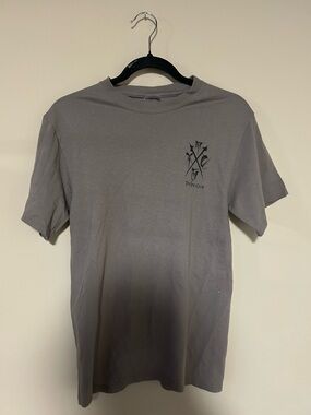 Port and Company Gray Short-Sleeve Tee with Small Black Chest Graphic
